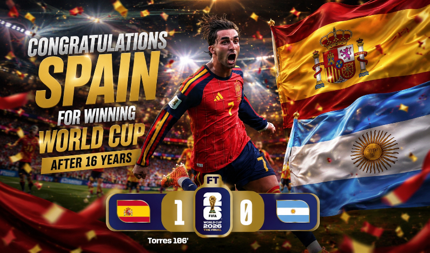 Spain win FIFA World Cup 2026 after extra-time victory over Argentina