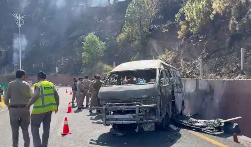 10 family members killed as van catches fire on Murree Expressway